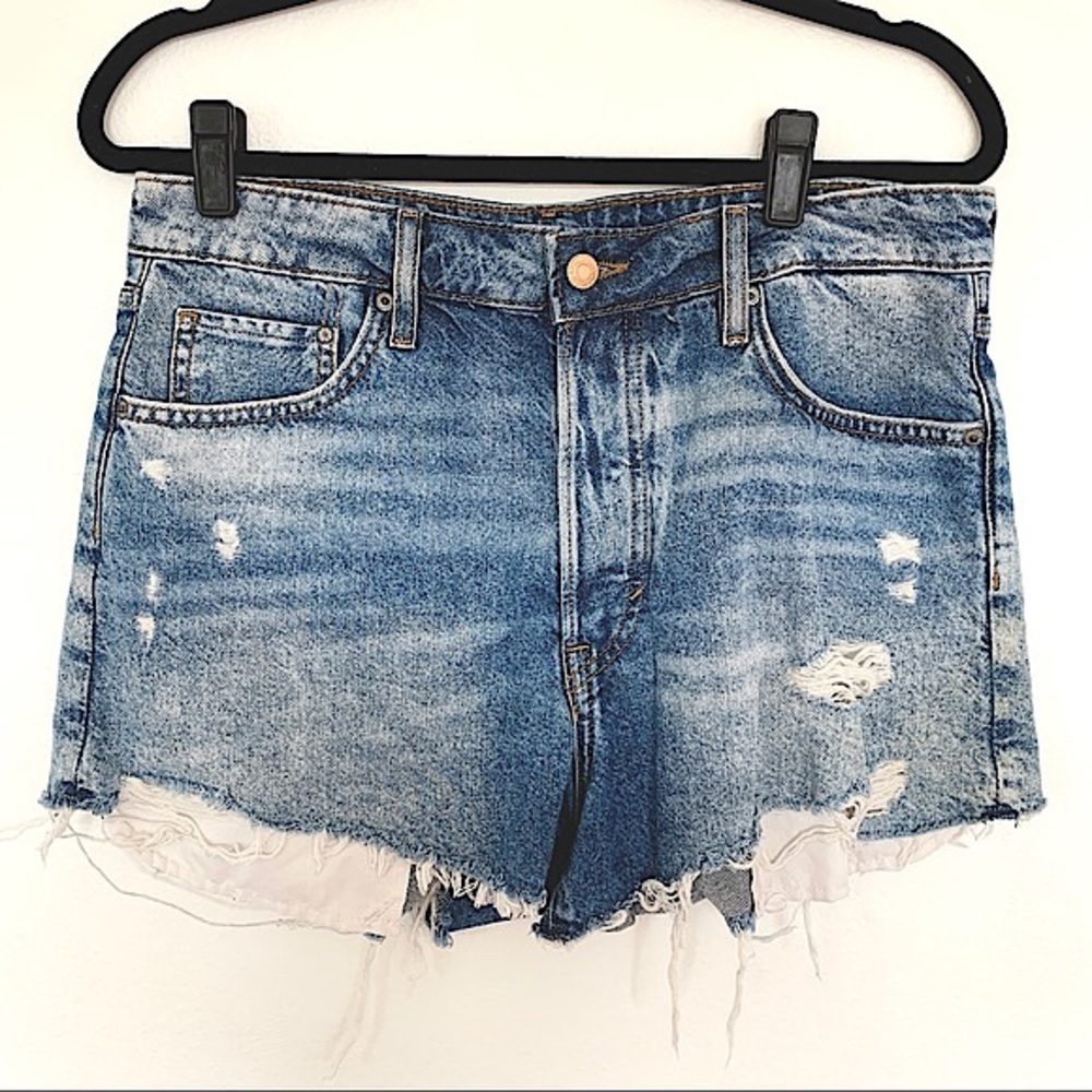 H&M Denim High Waist Mom Jean Shorts